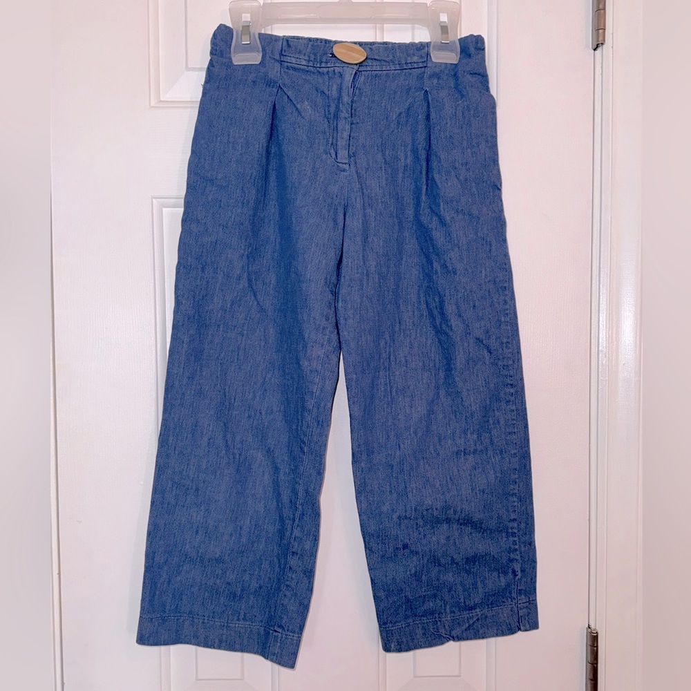 Zara Kid Linen and cotton blend blue jeans,with adjustable waist Size 10
